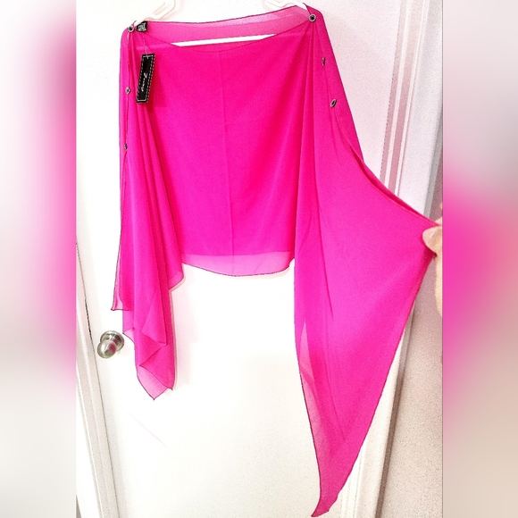 Fushia Sheer Shawl/Wrap Scarf, Capelet, Cover Up - Picture 3 of 3